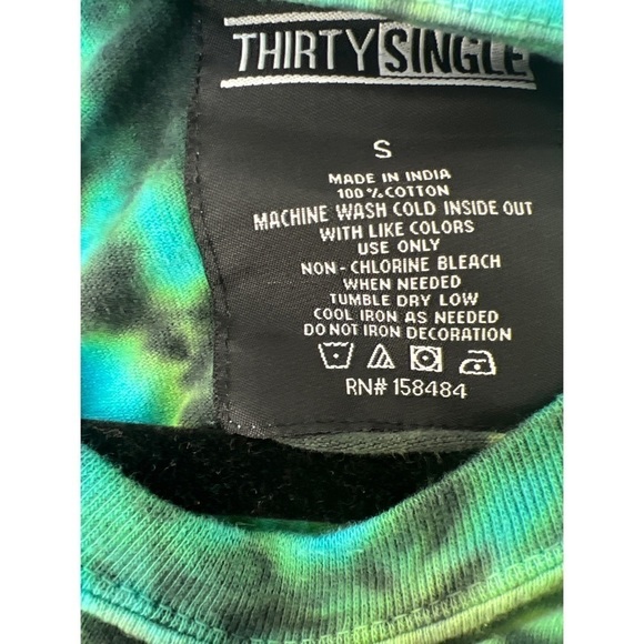 THIRTY SINGLE TIE DYE STAY WEIRD LONG SLEEVE COTTON SHIRT - SIZE S - Picture 3 of 3